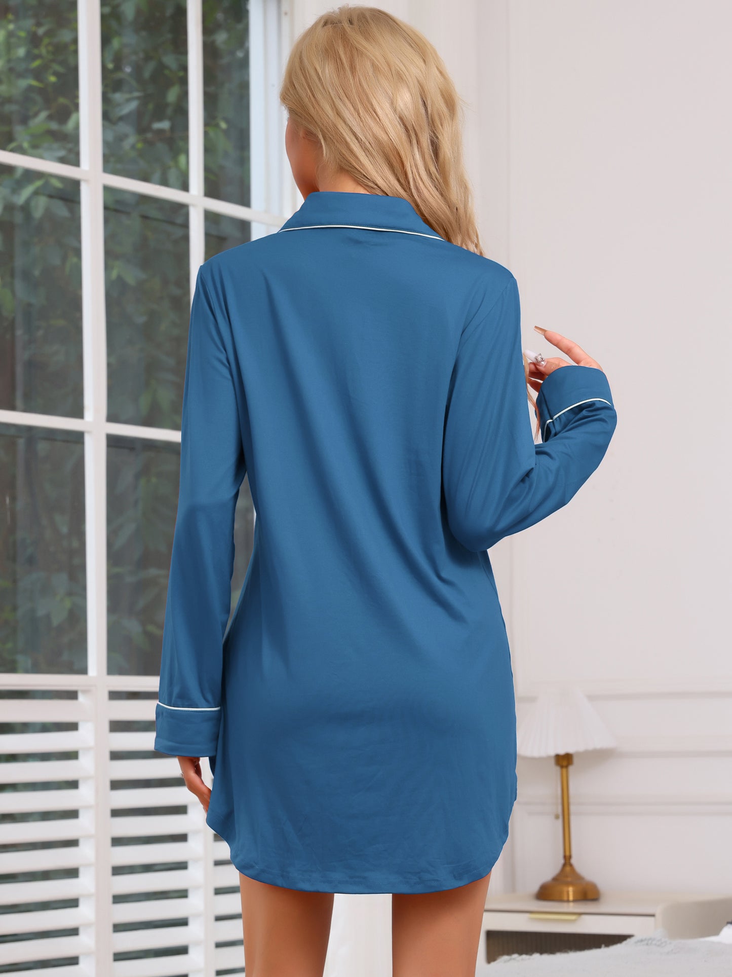 Women's Sleepshirt Long Sleeve Shirt Button Down Loungewear Sleepwear
