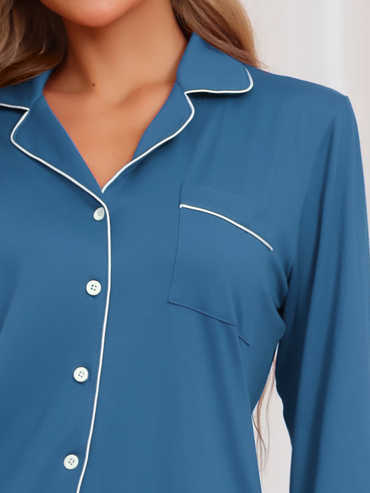 Women's Sleepshirt Long Sleeve Shirt Button Down Loungewear Sleepwear