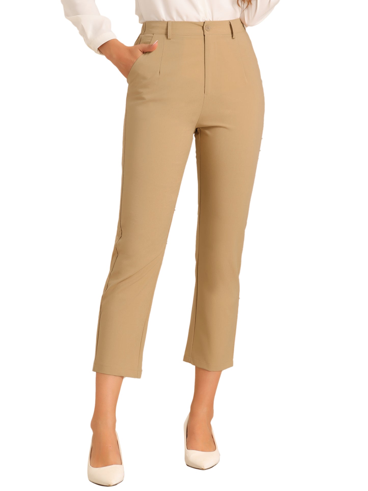 Pantalones de trabajo de cintura alta para mujer (disponibles en tallas grandes)