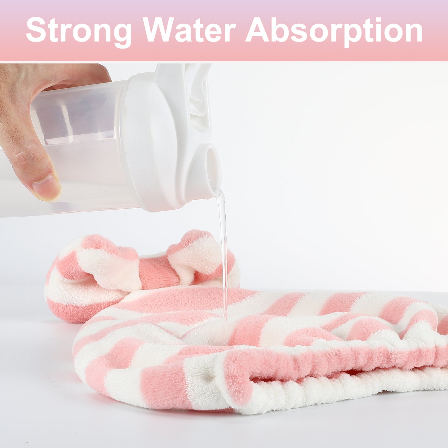 2 Pcs Hair Drying Towel, Stripe Absorbent Hair Towel Wrap for Women, Pink Green White
