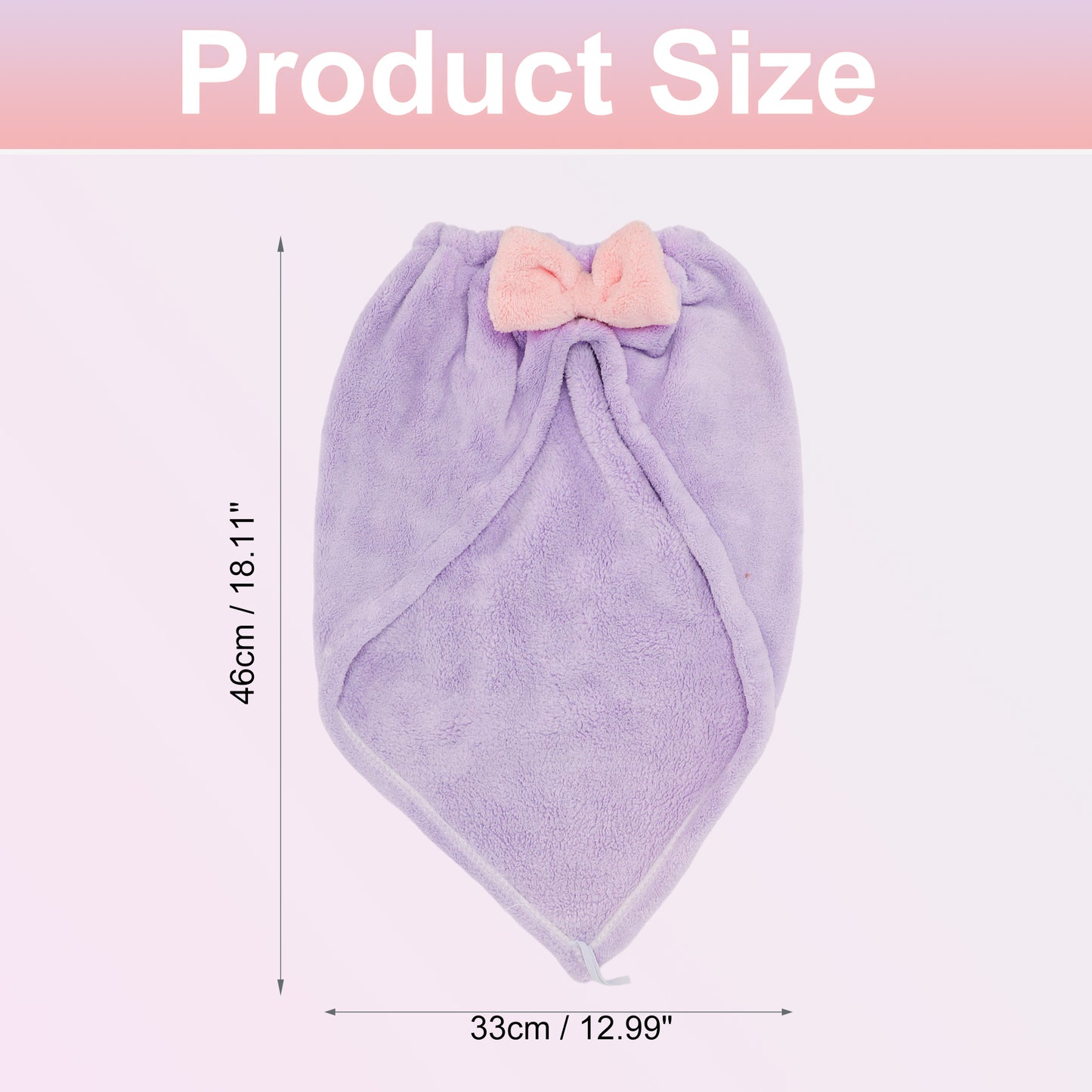 2 Pcs Hair Drying Towels, Triangular Bow Hair Towel Wrap for Women, Purple