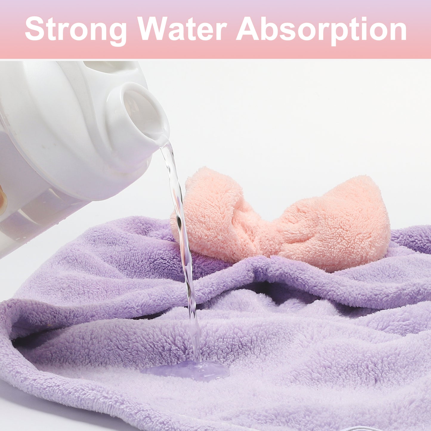 2 Pcs Hair Drying Towels, Triangular Bow Hair Towel Wrap for Women, Purple