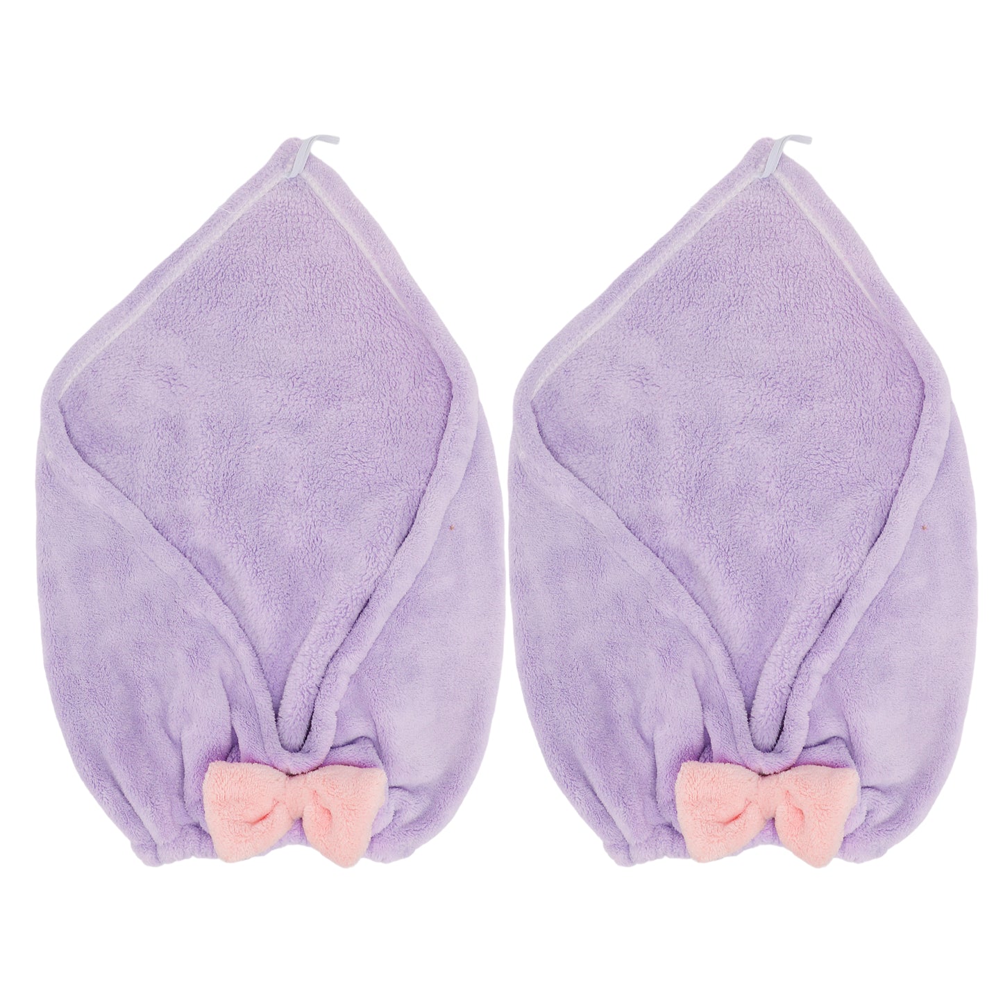 2 Pcs Hair Drying Towels, Triangular Bow Hair Towel Wrap for Women, Purple