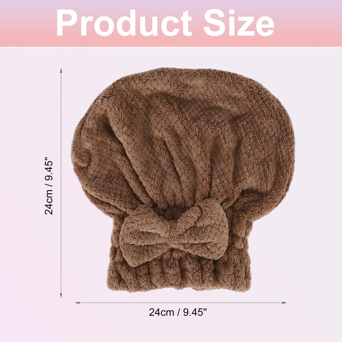 2 Pcs Hair Drying Towel, Bow Hair Towel Wrap for Women Beige Brown