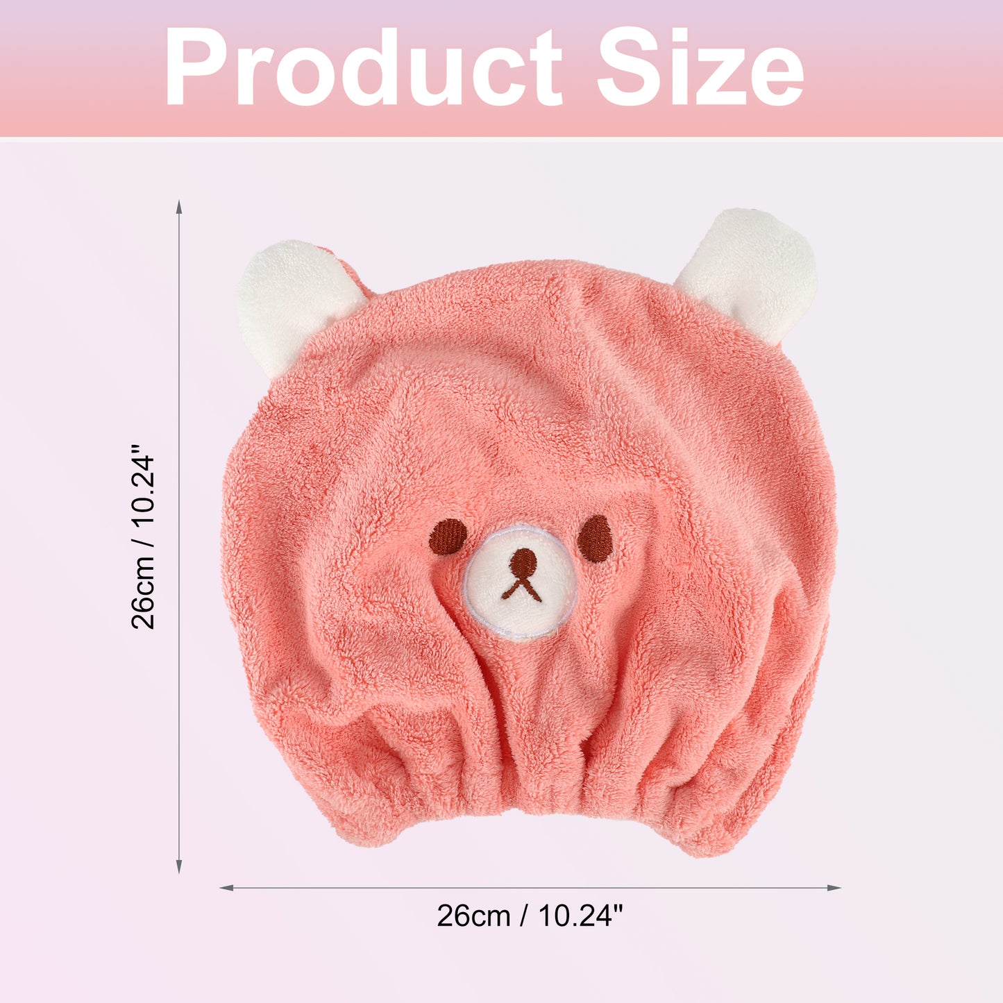 Hair Drying Towel, Bear Hair Towel Quick Drying Wrap for Women Pink