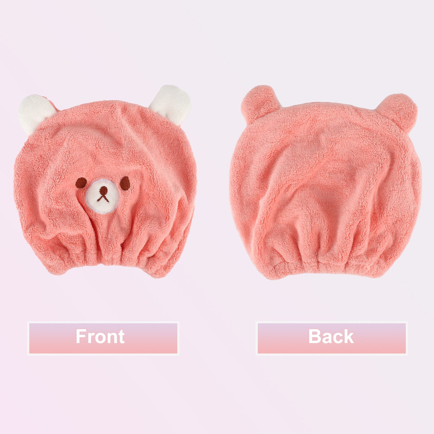 Hair Drying Towel, Bear Hair Towel Quick Drying Wrap for Women Pink