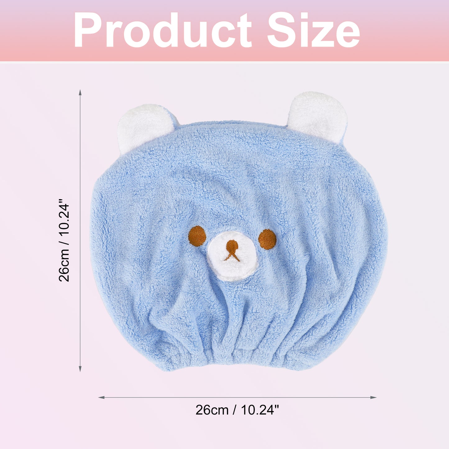 Hair Drying Towel, Bear Hair Towel Quick Drying Wrap for Women Blue