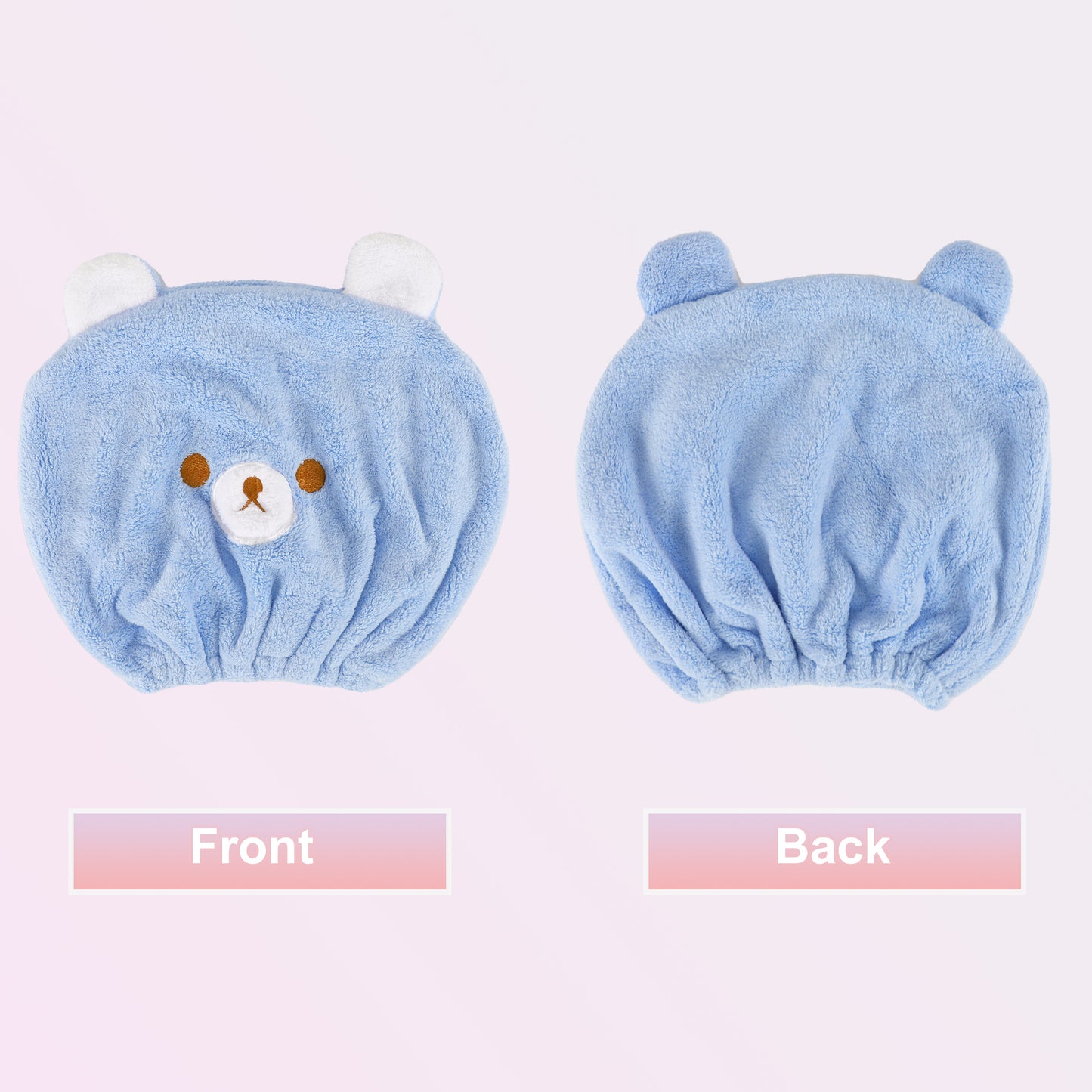 Hair Drying Towel, Bear Hair Towel Quick Drying Wrap for Women Blue
