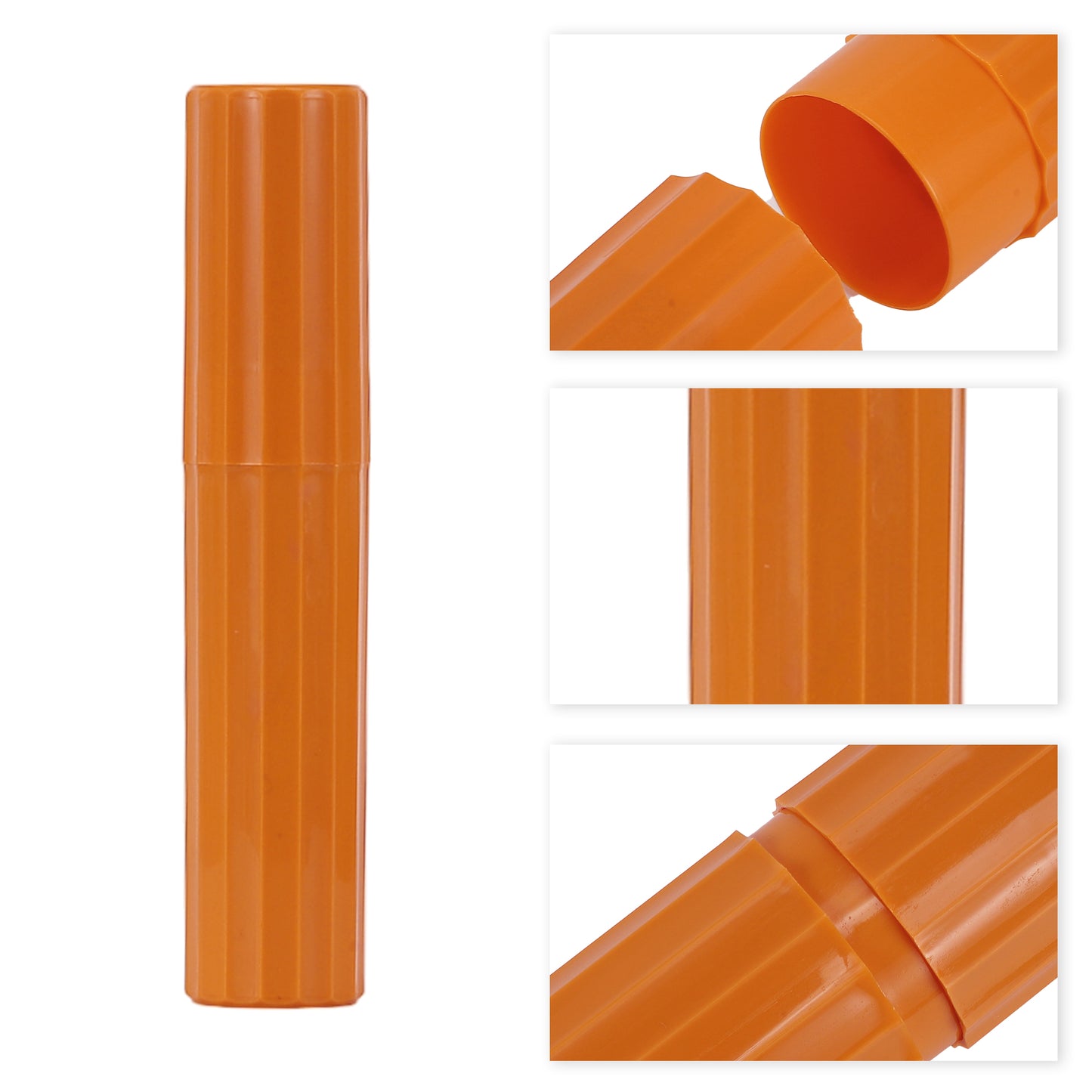 Estuche de plástico para cepillos de dientes con rayas verticales (2 unidades), 7,87 x 1,50 pulgadas, color naranja
