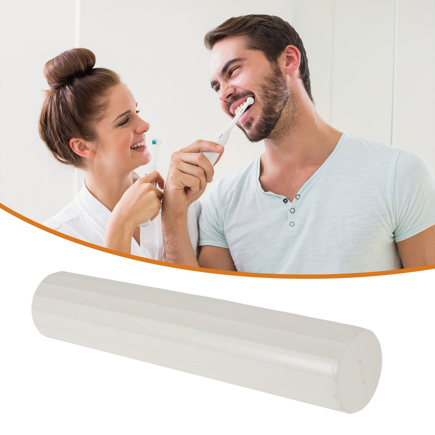 Estuche de plástico para cepillos de dientes con rayas verticales (2 unidades), 7,87" x 1,50", color blanco