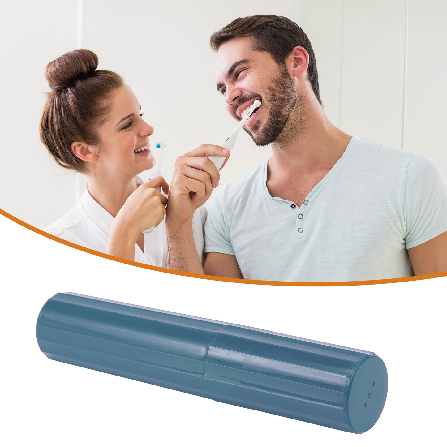 Estuche de plástico para cepillos de dientes con rayas verticales (2 unidades), 7,87 x 1,50 pulgadas, color azul