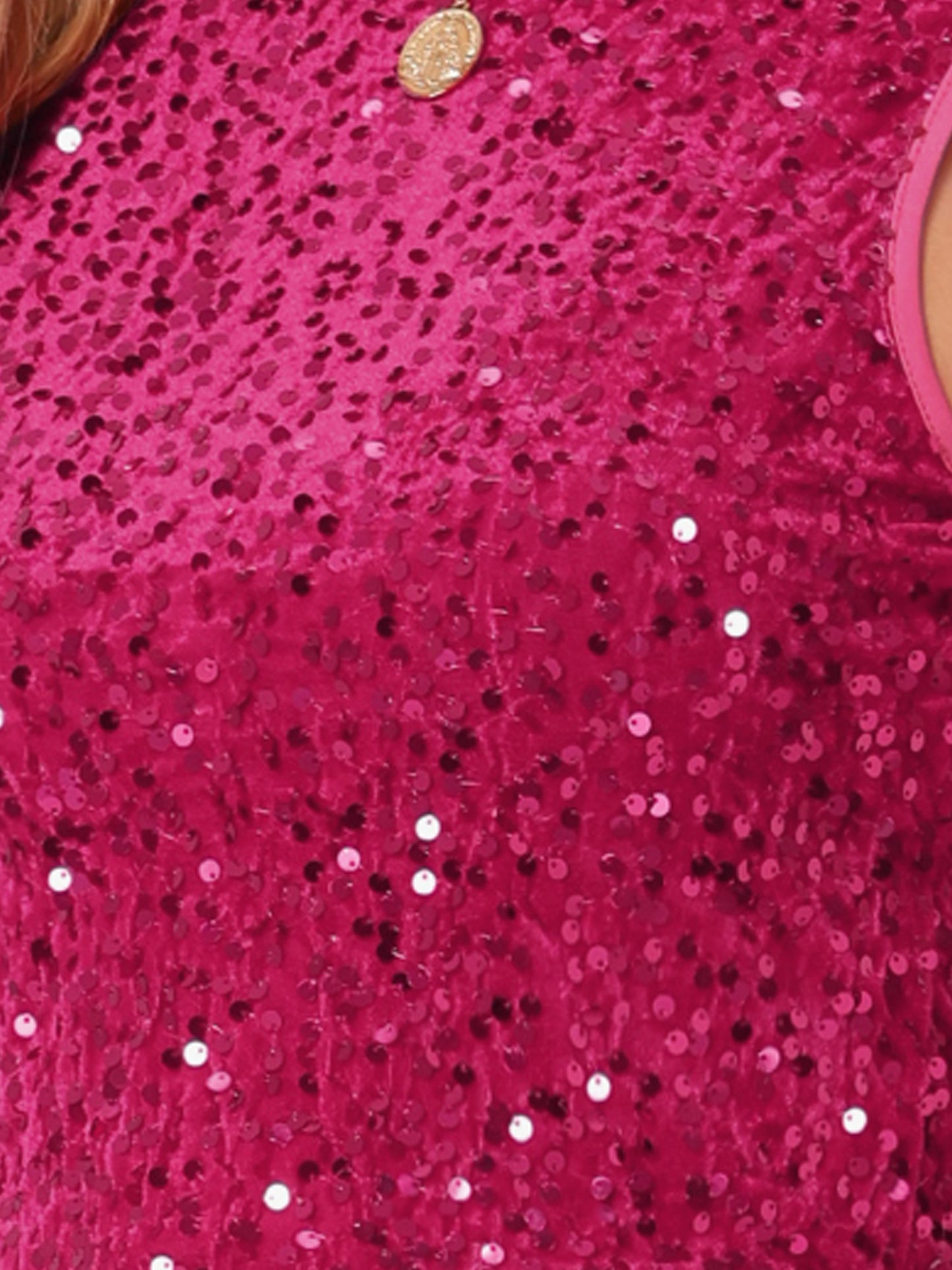 Women's Sparkle Glitter Sequin Top Crew Neck Sleeveless Club Party Nightout Crop Tank Top