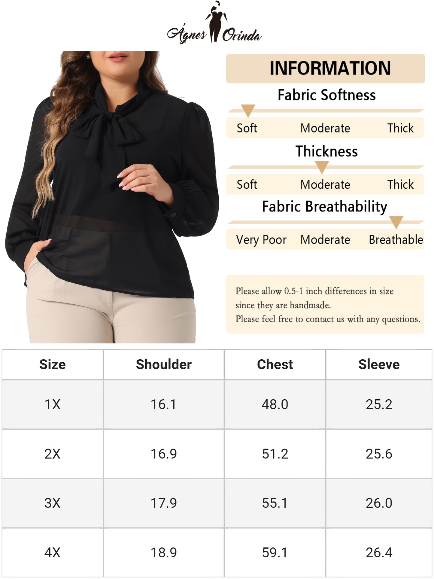 Women's Plus Size Sheer Chiffon Shirt Elegant Bow Tie Neck Long Sleeve Sexy See Through Mesh Blouse