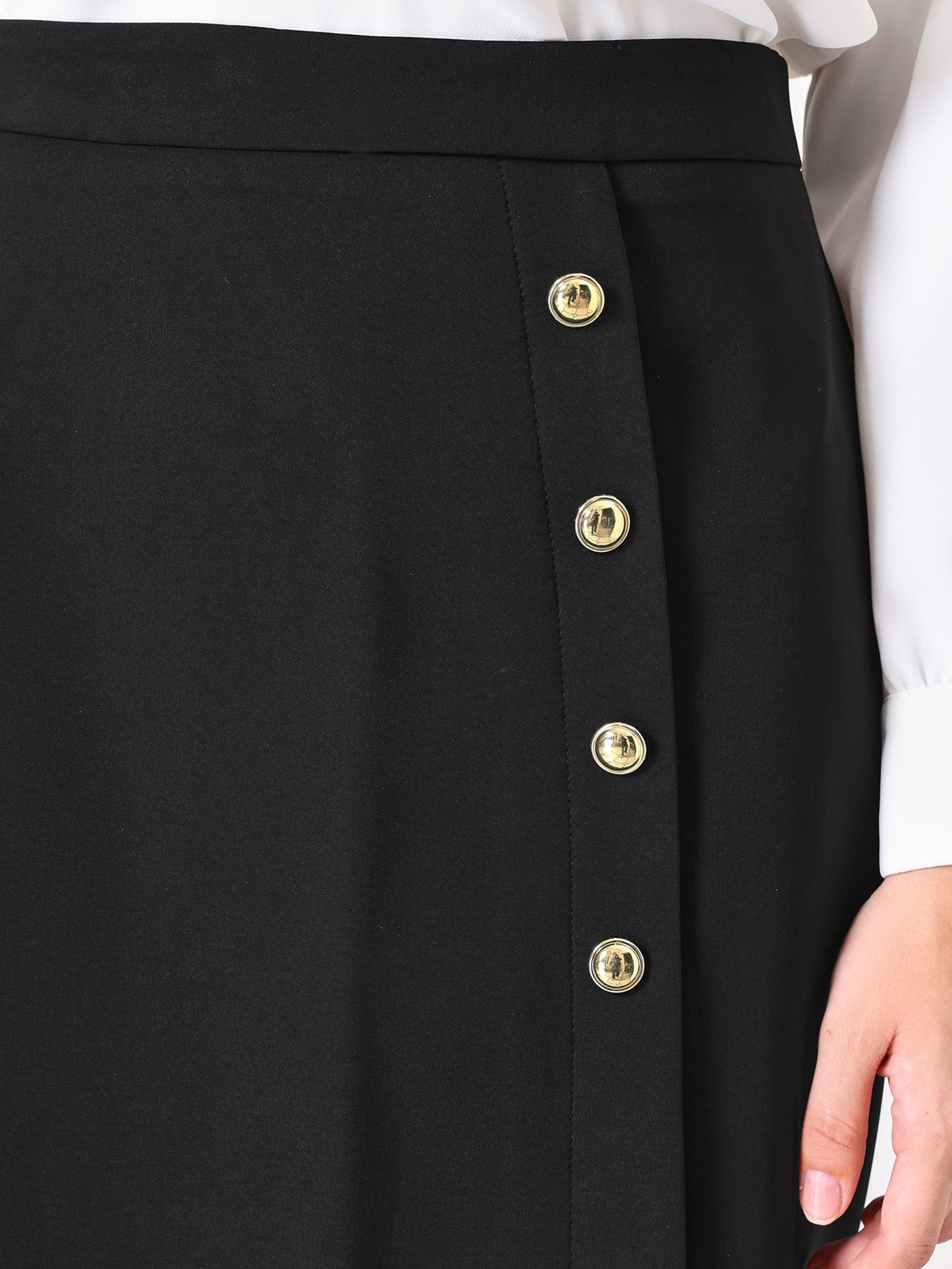 Women's Wear to Work Pencil Skirt High Waist Button Decor Midi Skirt