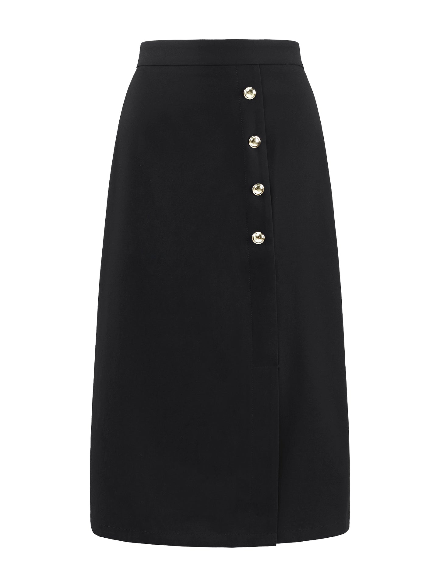 Women's Wear to Work Pencil Skirt High Waist Button Decor Midi Skirt