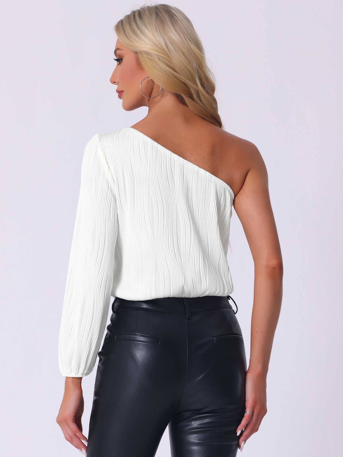 Women's One Shoulder Bodysuit Long Sleeve Casual Ribbed Body Suits