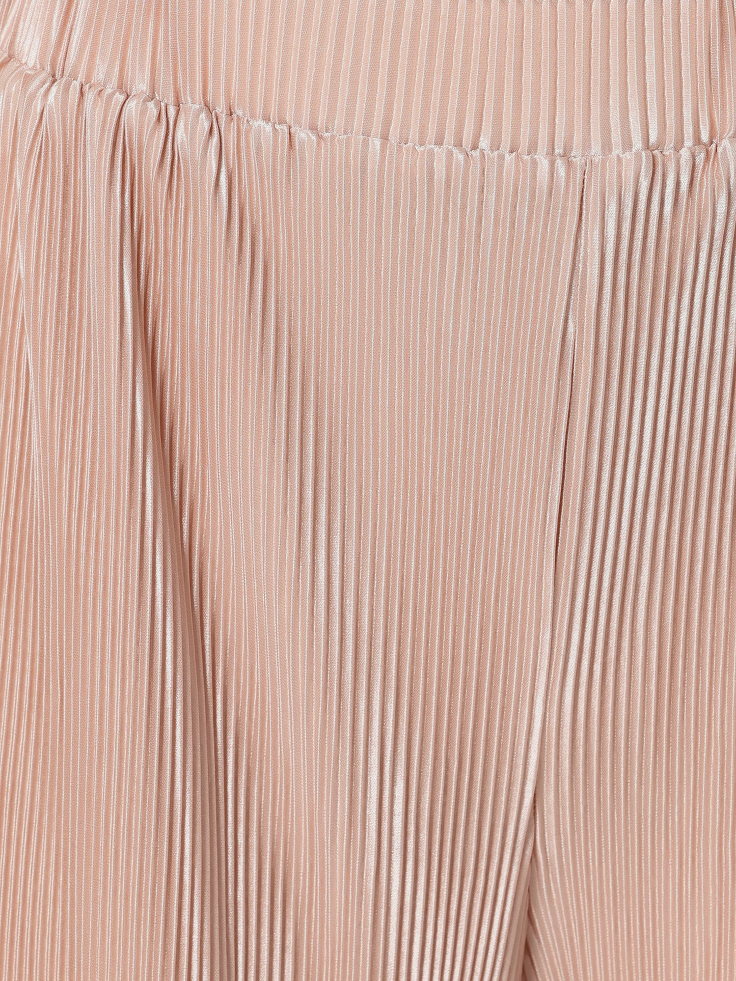 Pantalones anchos plisados elásticos de cintura alta y brillantes para mujer