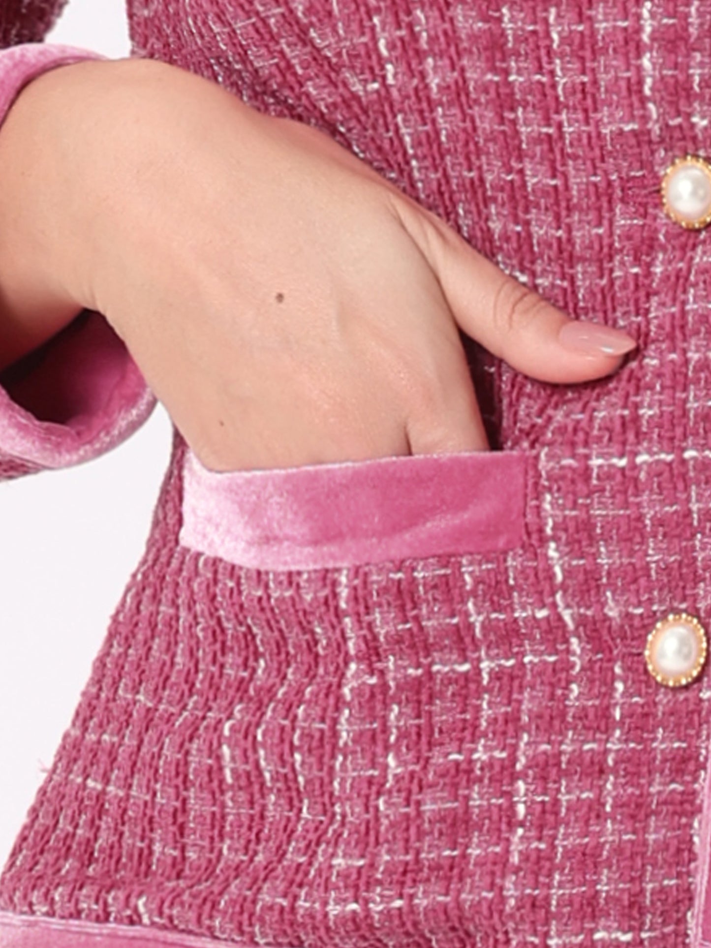 Women's 2 Piece Plaid Tweed Short Blazer Jacket and Skirt Business Suit Set