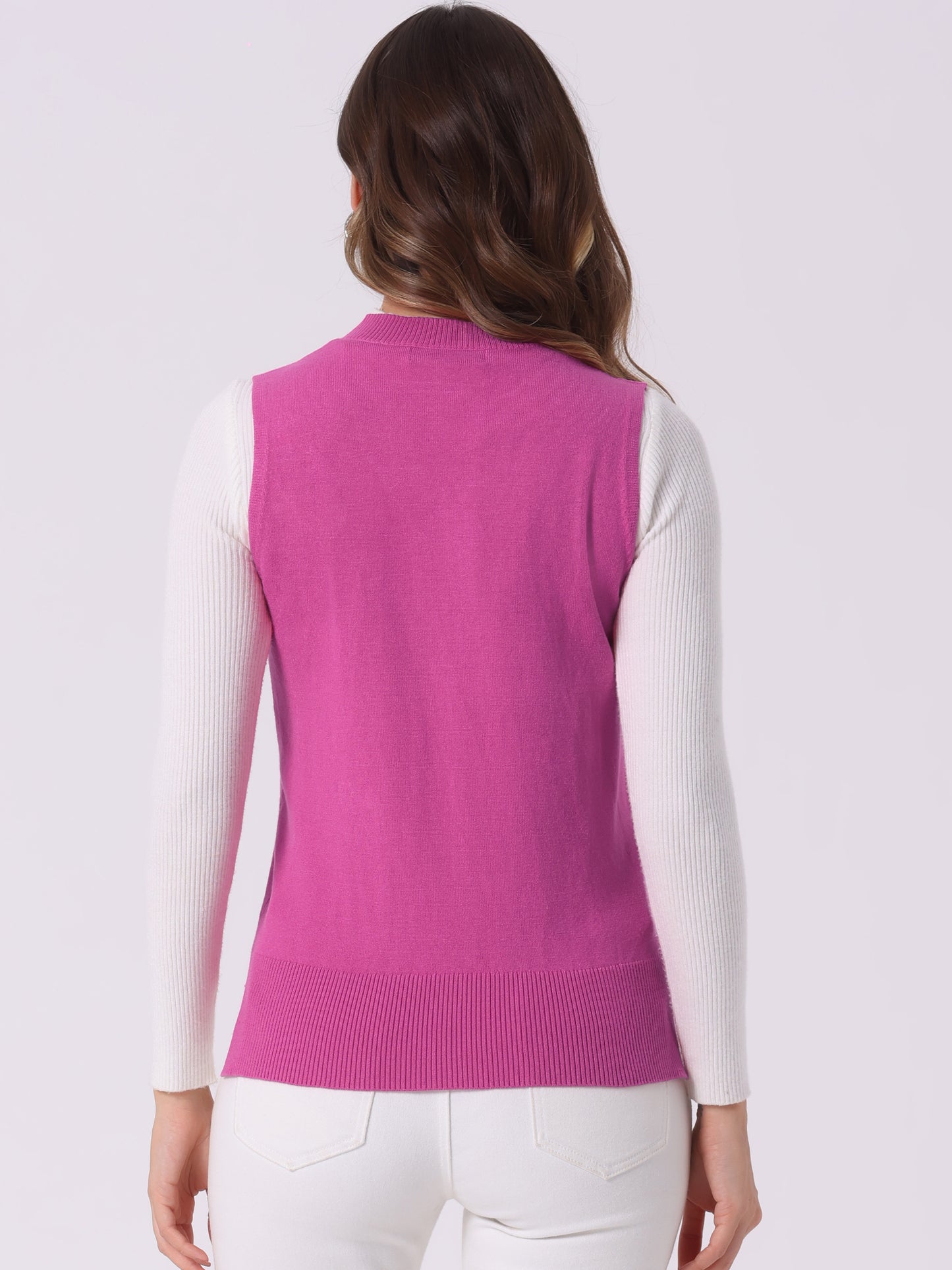 Women's V Neck Sweater Vest Knit Pullover Sleeveless Sweater Top