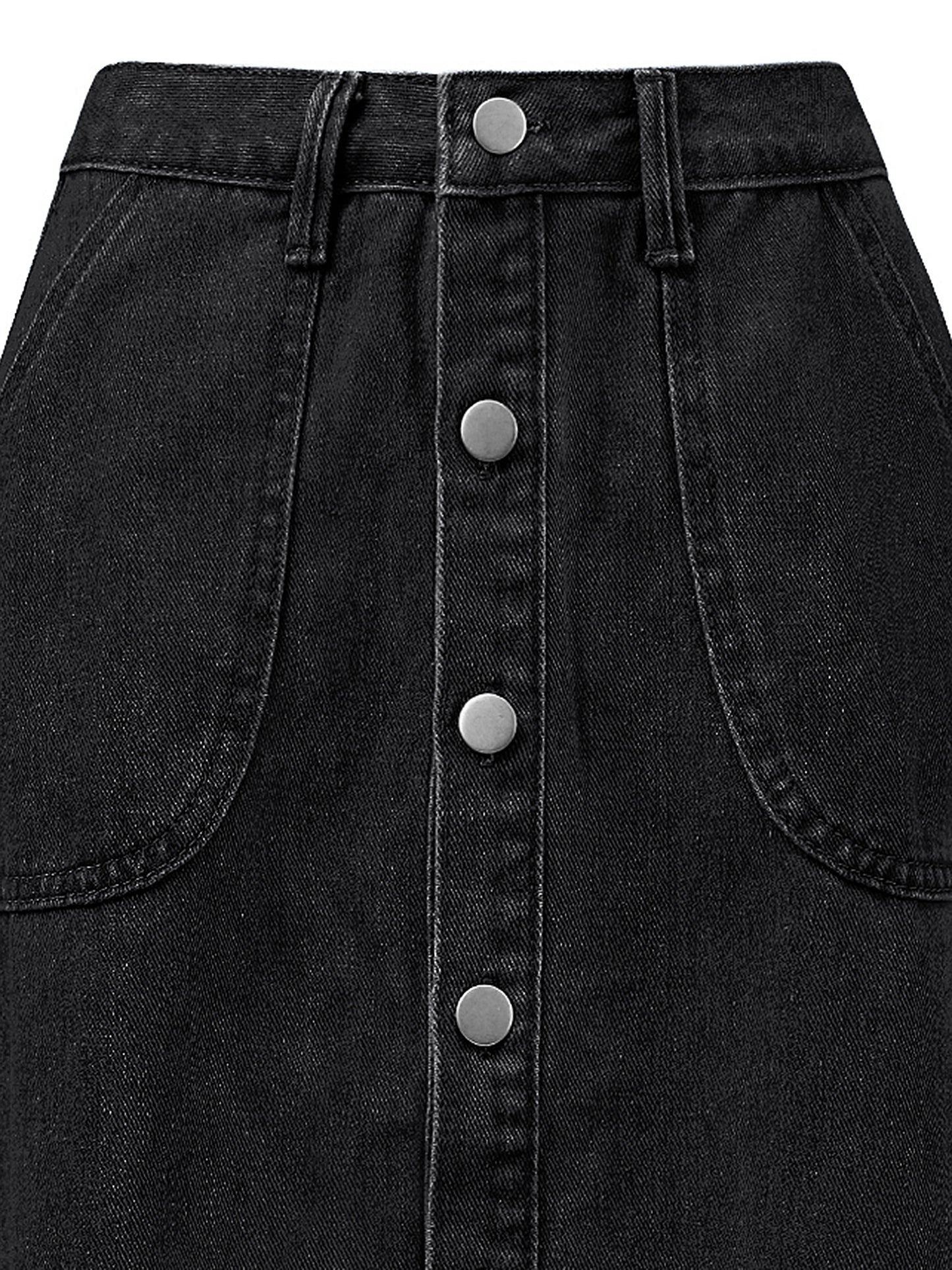 Women's Denim Skirts Raw Hem Button Down Midi Jeans Skirt