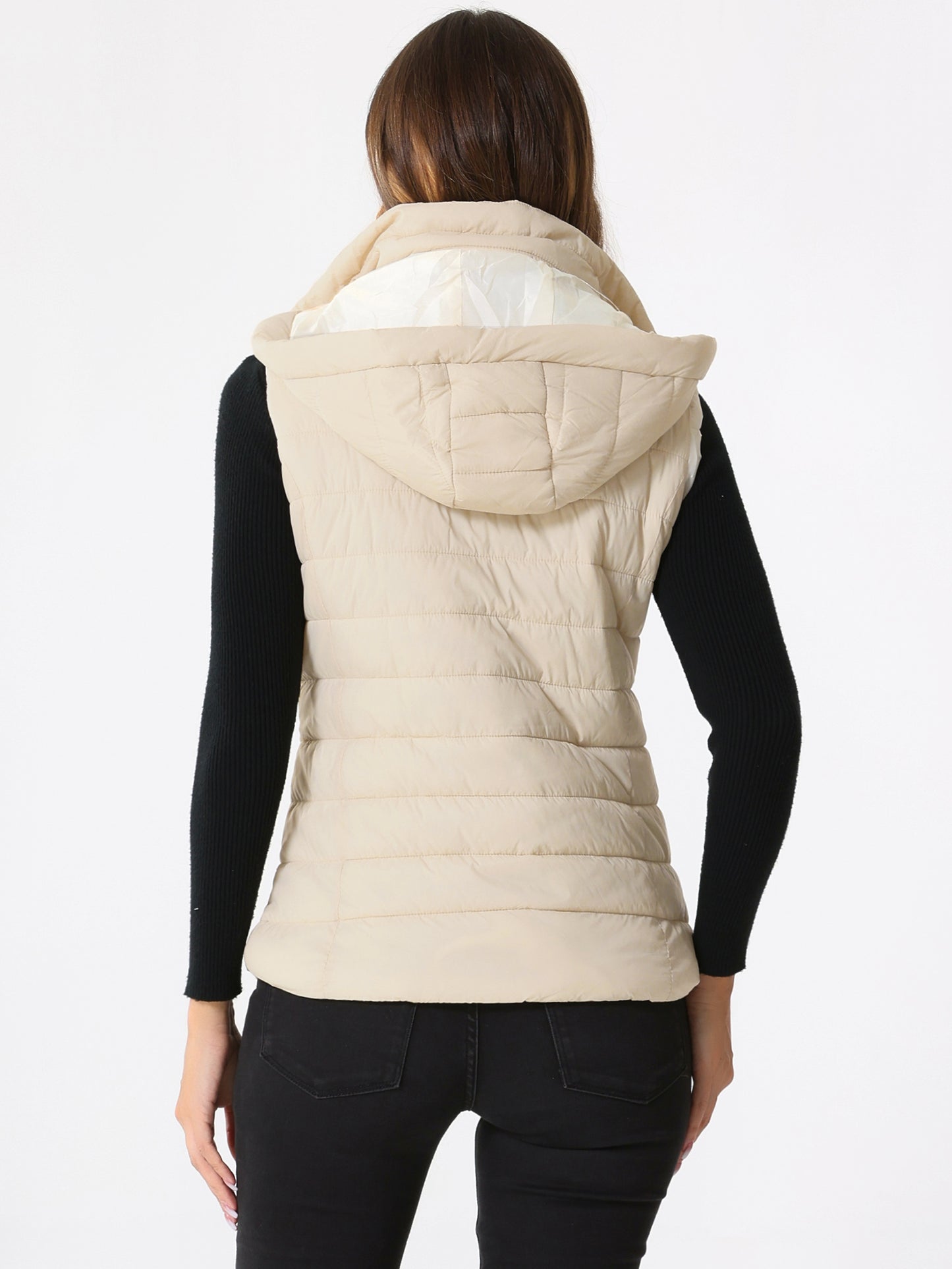 Women's Winter Sleeveless Quilted Hoodie Vest