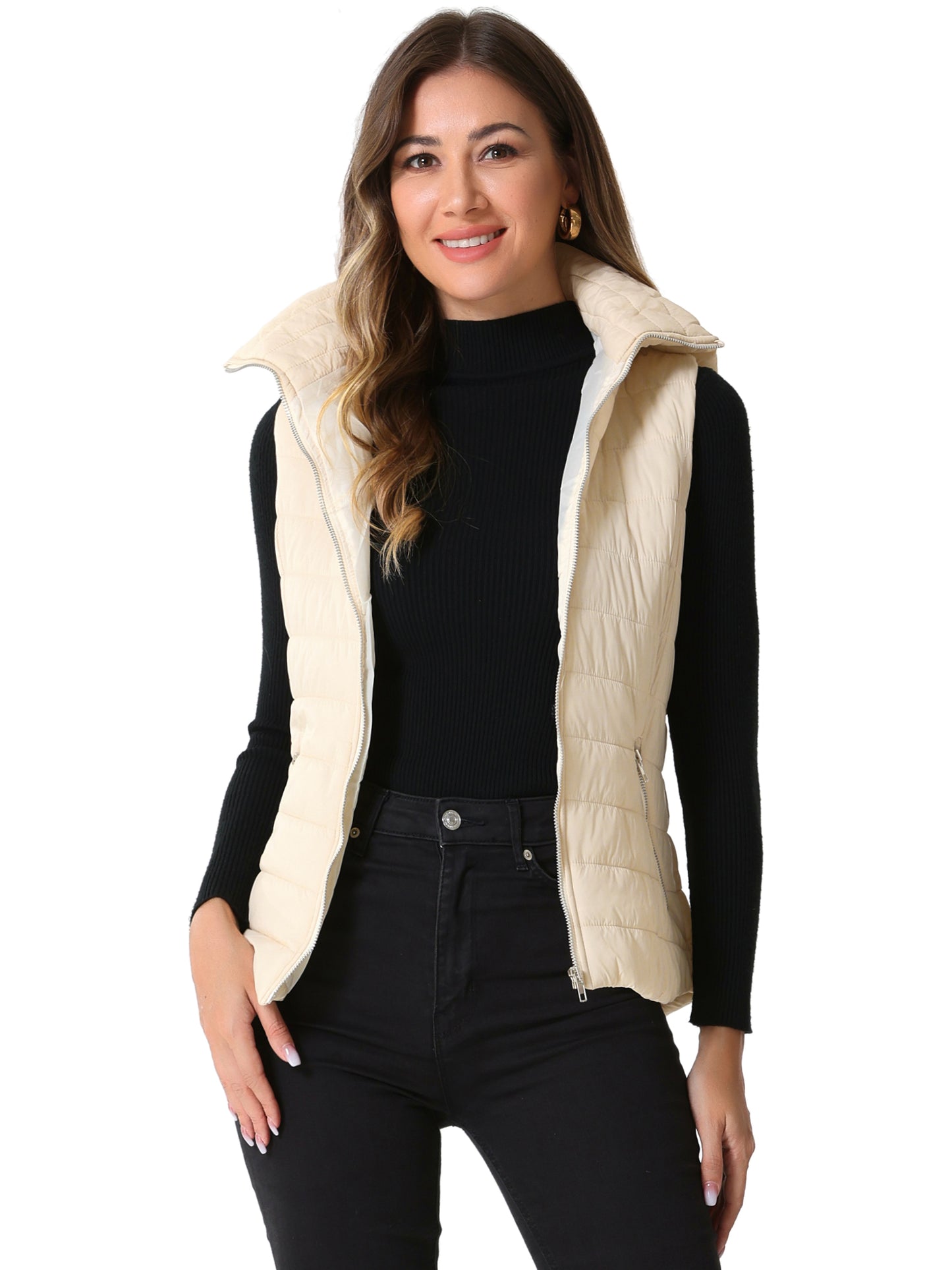 Women's Winter Sleeveless Quilted Hoodie Vest