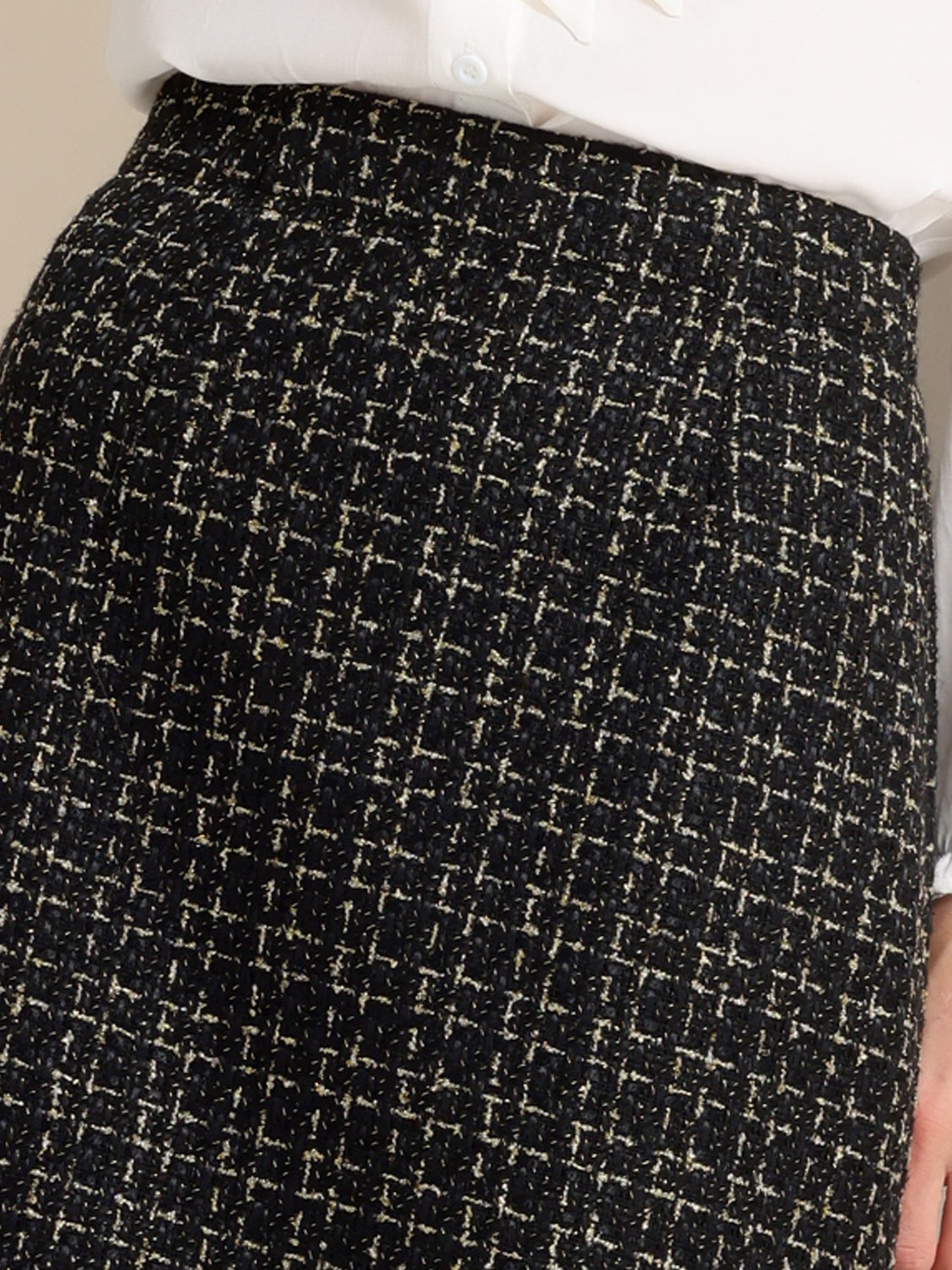 Falda tubo ajustada de tweed a cuadros para mujer, de cintura alta, para el trabajo y la oficina