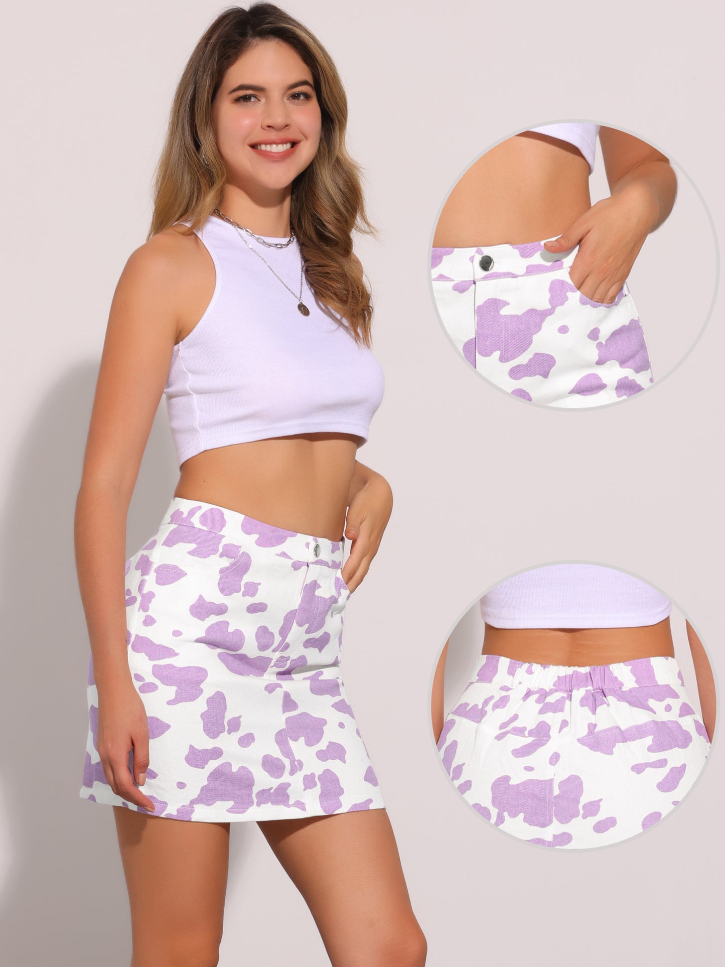 Women's High Waist Mini Print Casual Short Skirt