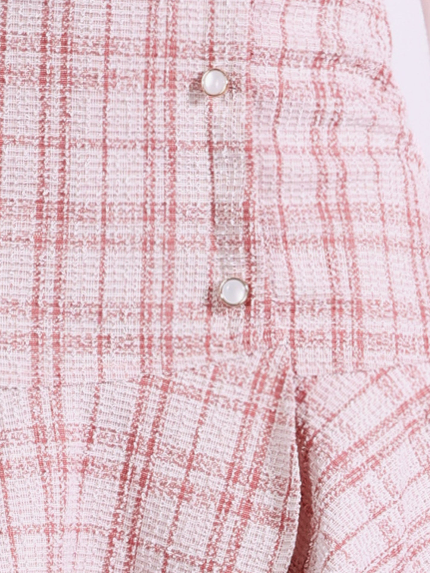 Faldas a cuadros para mujer, minifalda de tweed con botones y dobladillo con volantes