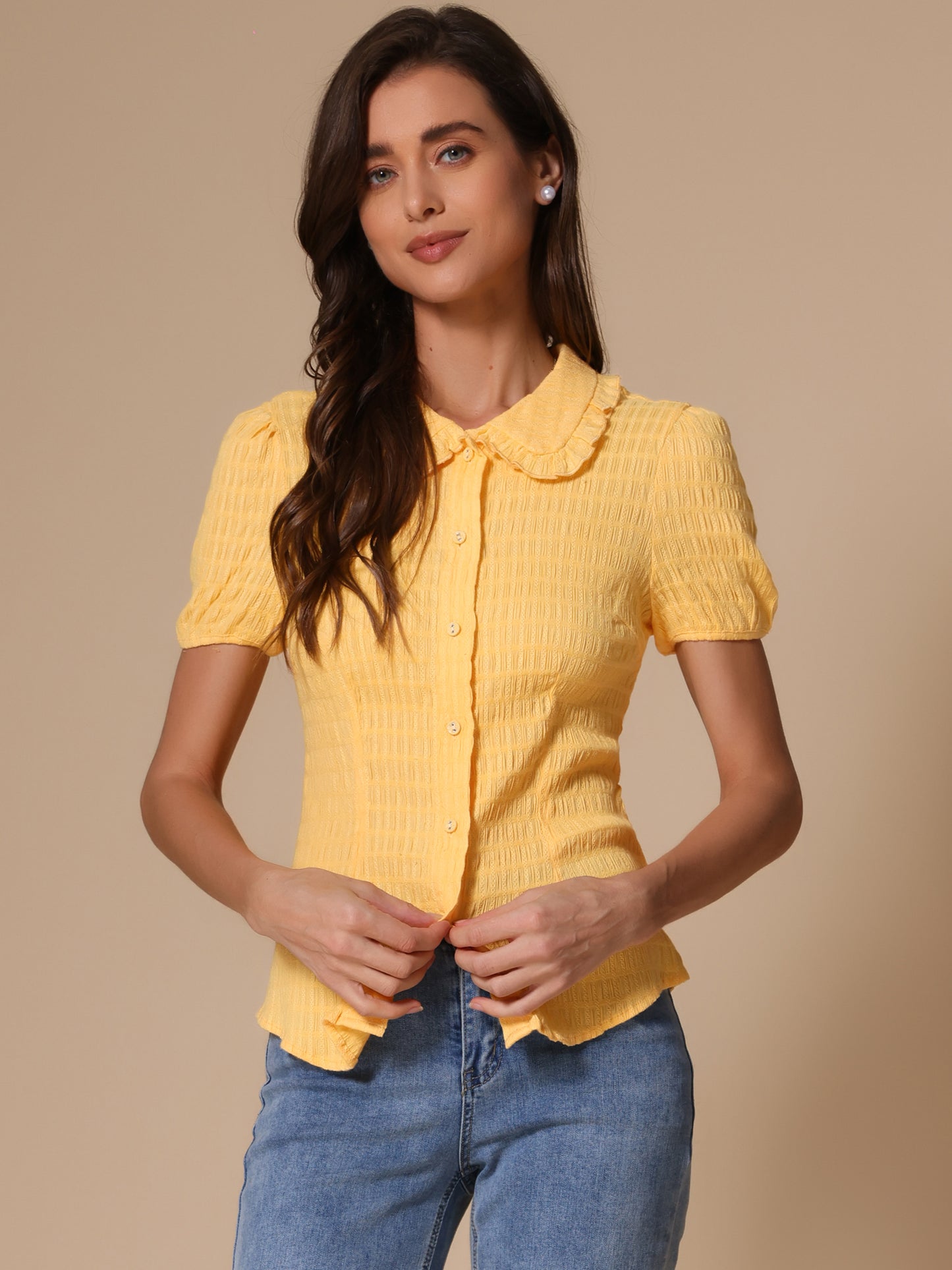 Women's Sweet Peter Pan Collar Button Down Shirt