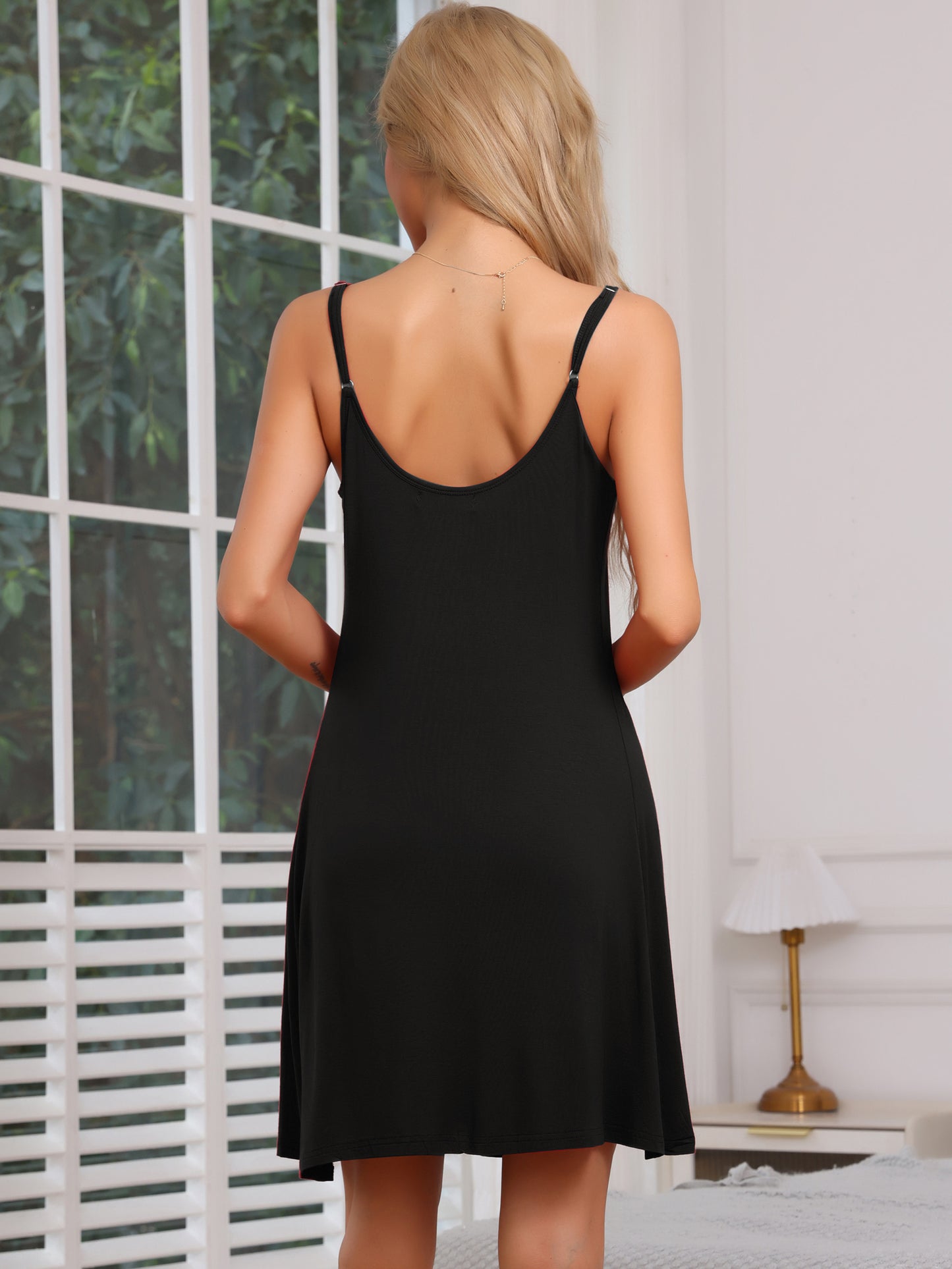 Camisón de mujer con encaje modal, tirantes finos, sin mangas, de verano, estilo babydoll