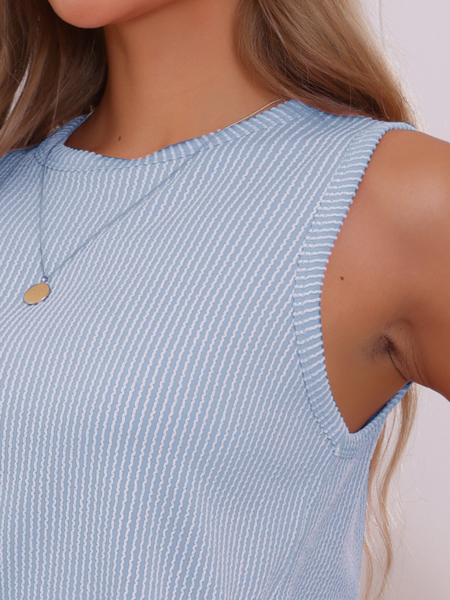 Conjuntos de pijama para mujer, camiseta sin mangas con cuello redondo y pantalones cortos, conjunto de pijama, conjuntos de estar por casa con bolsillos