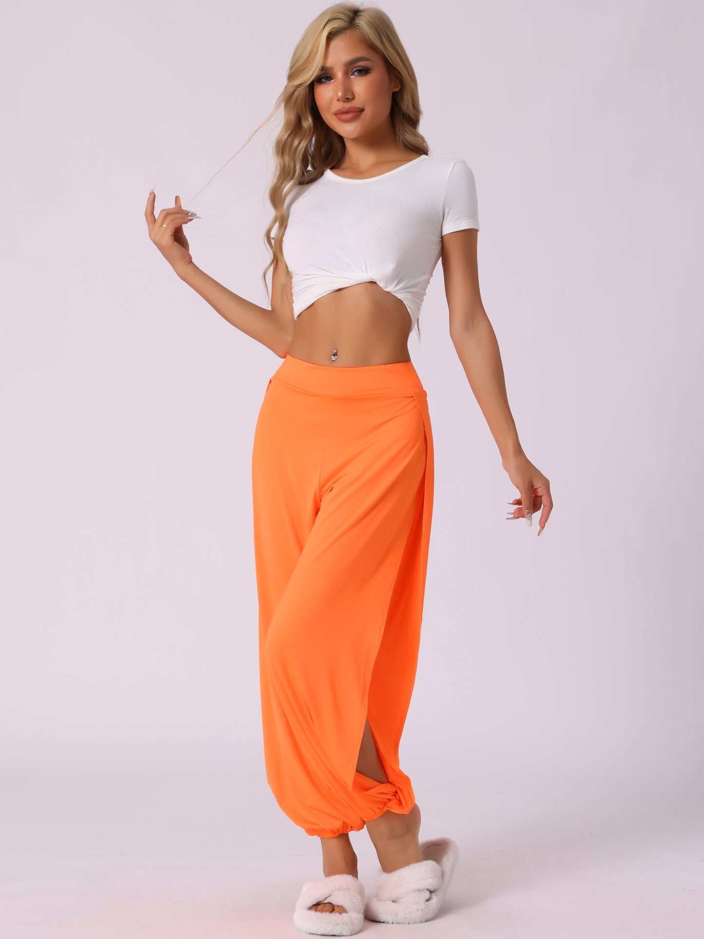 Women's Yoga Harem Pants Side Slit Joggers Sports Beach Cover-up Workout Sweatpants