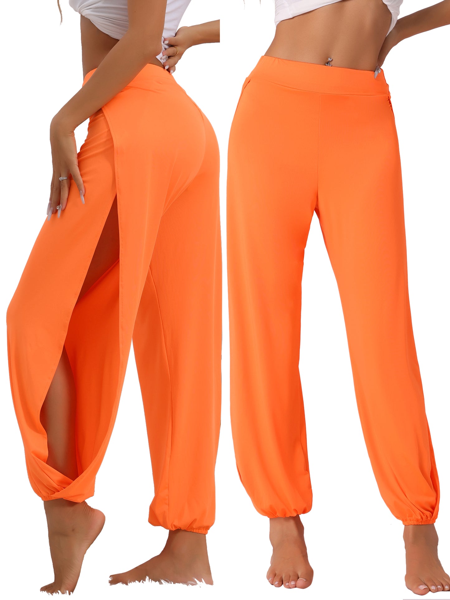 Women's Yoga Harem Pants Side Slit Joggers Sports Beach Cover-up Workout Sweatpants