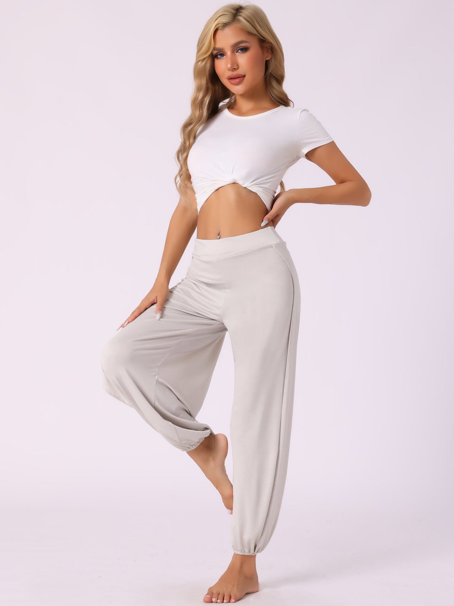Women's Yoga Harem Pants Side Slit Joggers Sports Beach Cover-up Workout Sweatpants