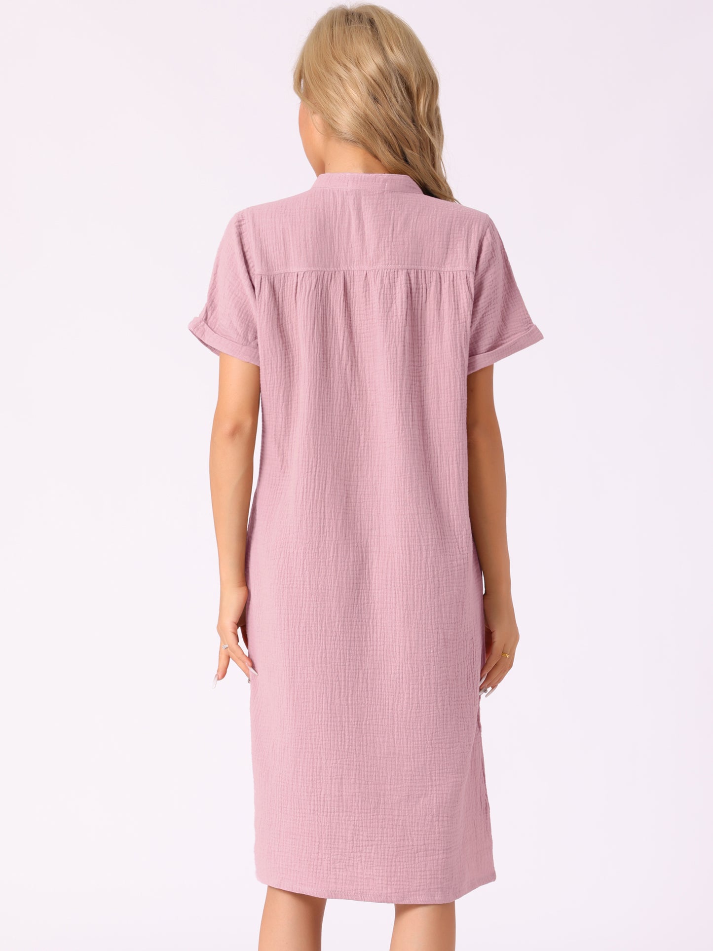 Pyjama femme en coton, chemise de nuit à manches courtes et col en V, longue tenue de détente