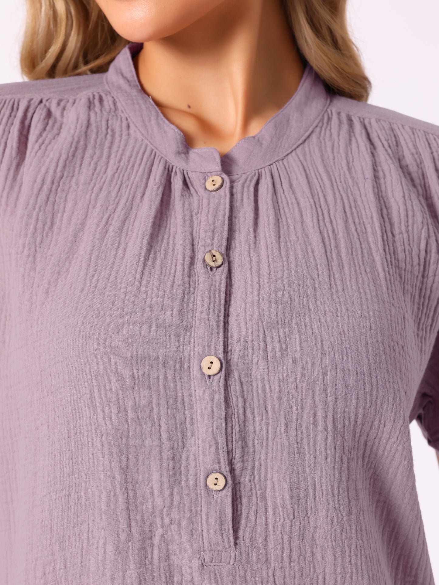 Pijama de algodón para mujer, camisón largo de manga corta con cuello en V, ropa de estar por casa