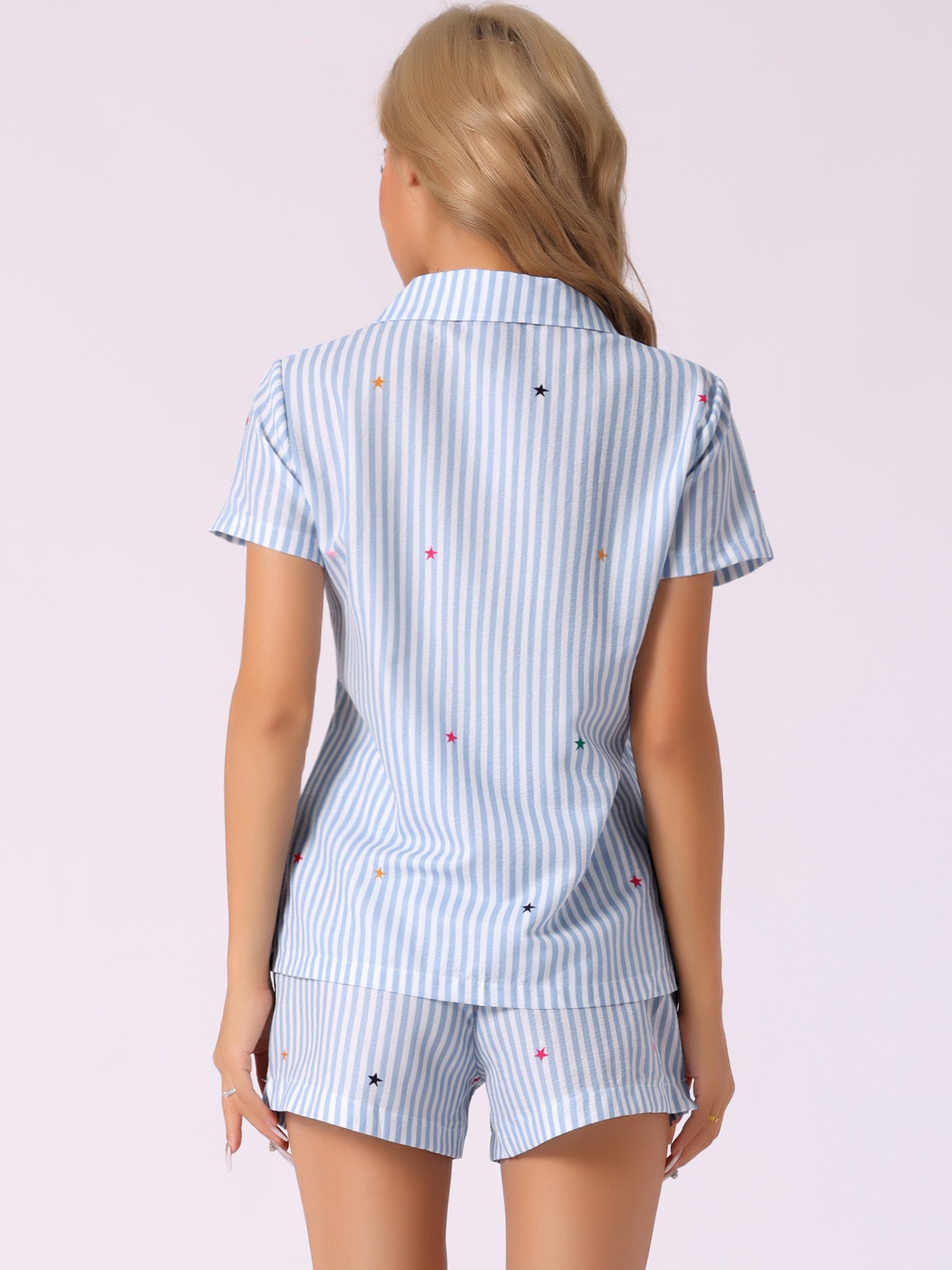 Women's Pajamas Set Short Sleeve Sleepwear Button Up Top and Shorts Loungewear 2 Piece Pajamas