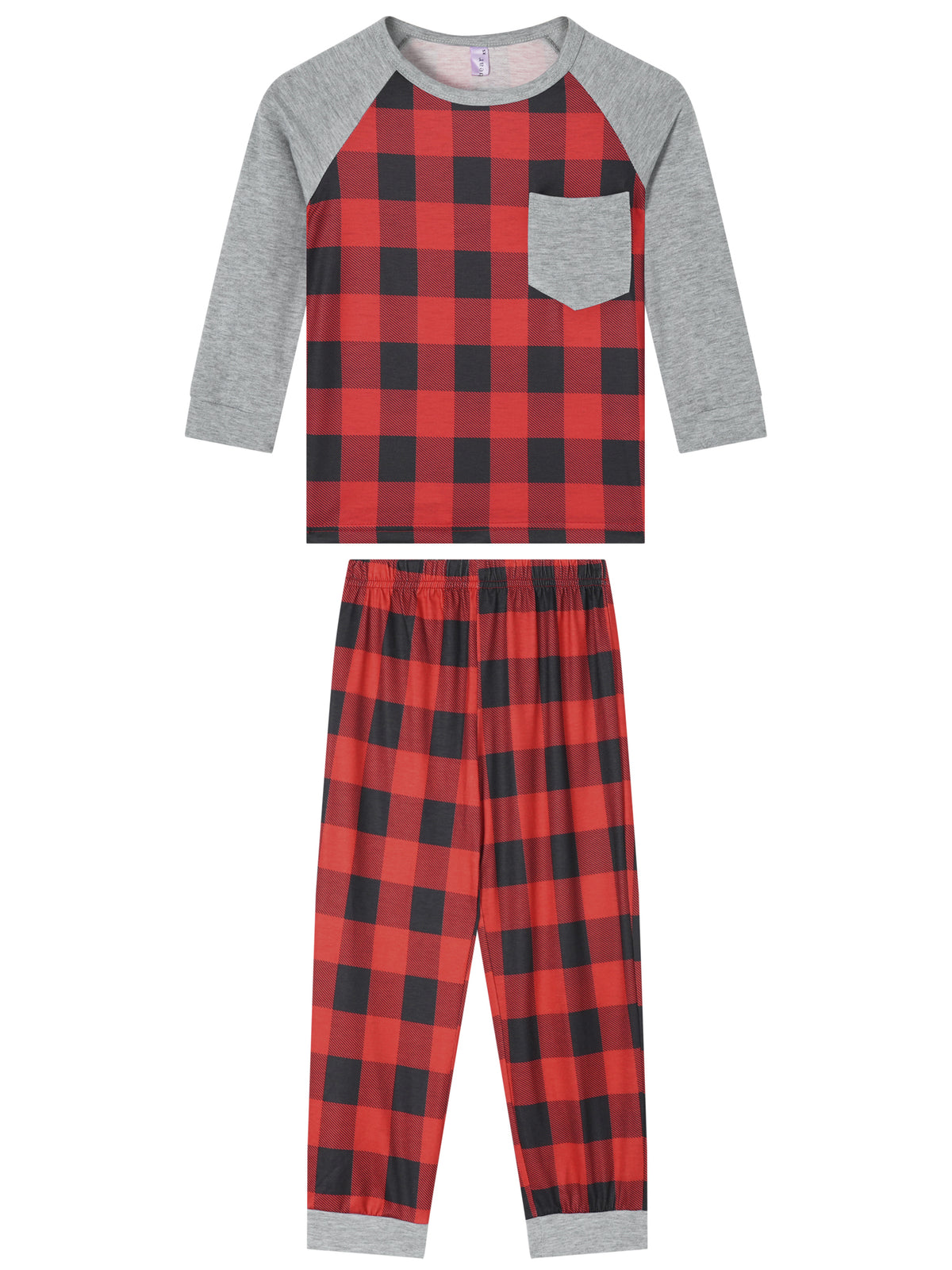 Pyjama de Noël pour enfant, ensemble de détente à carreaux, t-shirt à manches longues et pantalon, tenue familiale