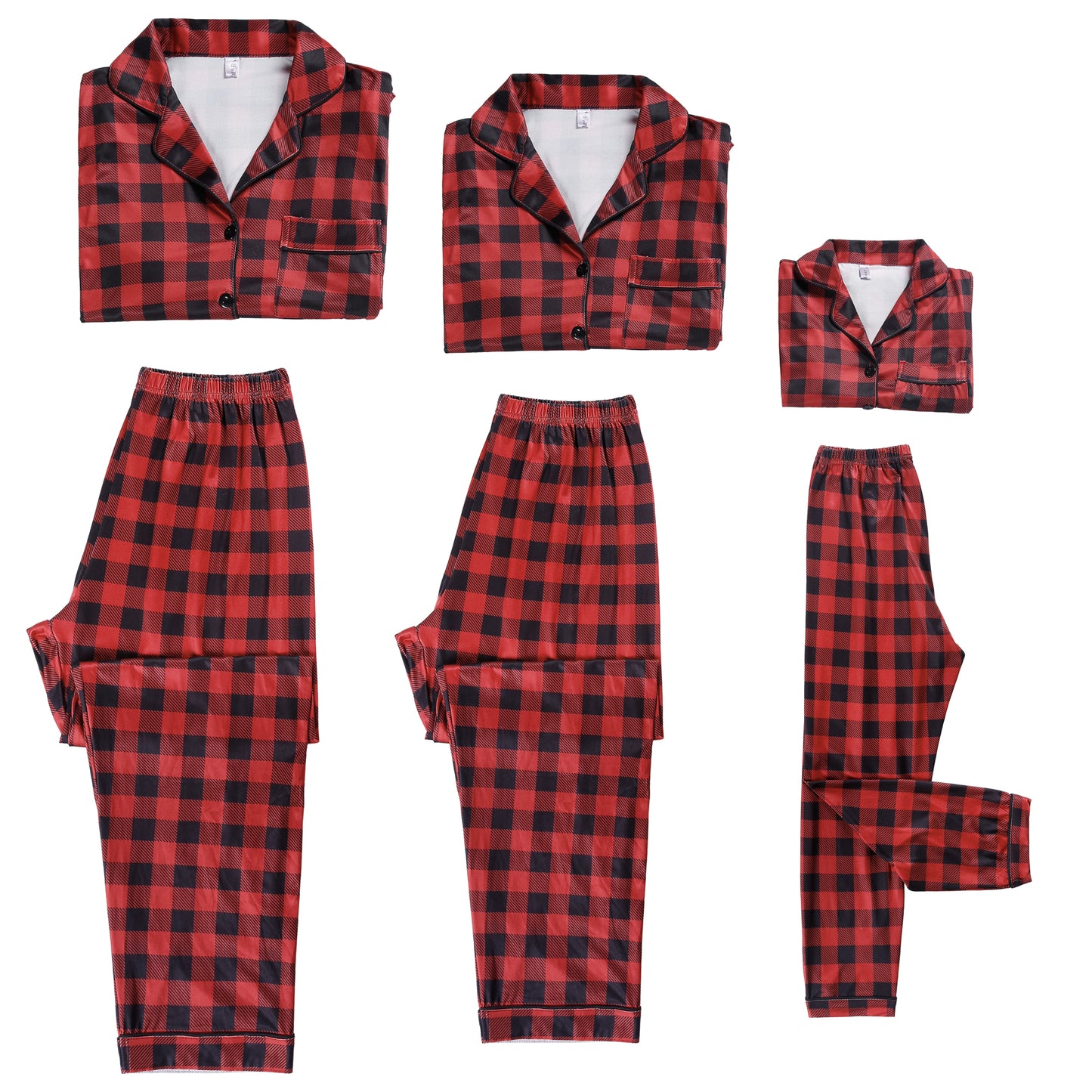 Conjunto de pijama familiar navideño para mujer, con blusa de manga larga y pantalones a cuadros