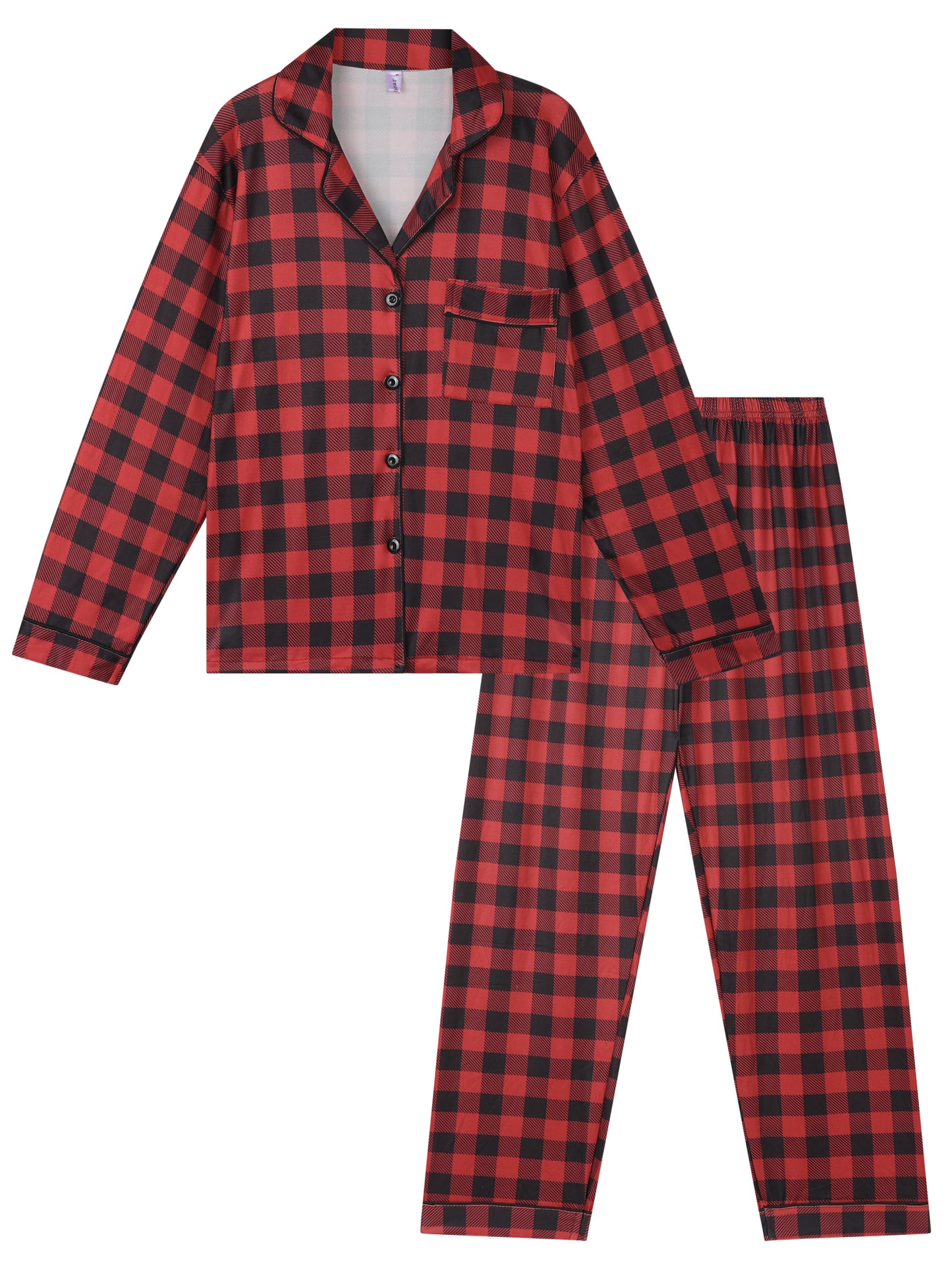 Ensemble pyjama de Noël pour homme, haut à manches longues et pantalon à carreaux, tenue de détente pour la famille