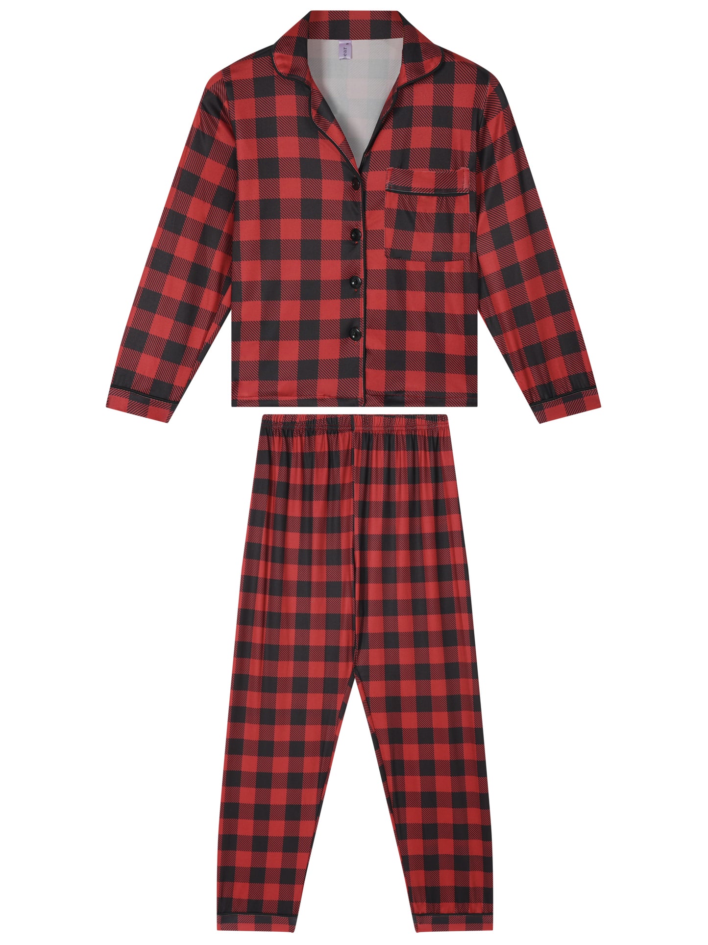 Ensemble pyjama de Noël pour enfant, haut à manches longues et pantalon à carreaux, tenue de détente pour la famille