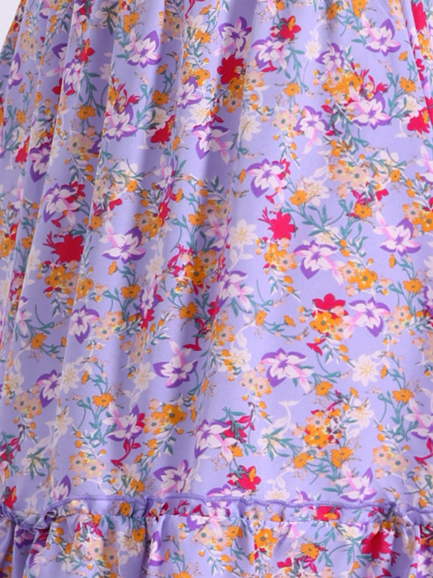 Falda de mujer hasta la rodilla con estampado floral, cintura elástica, fluida, con volantes en forma de A y capas