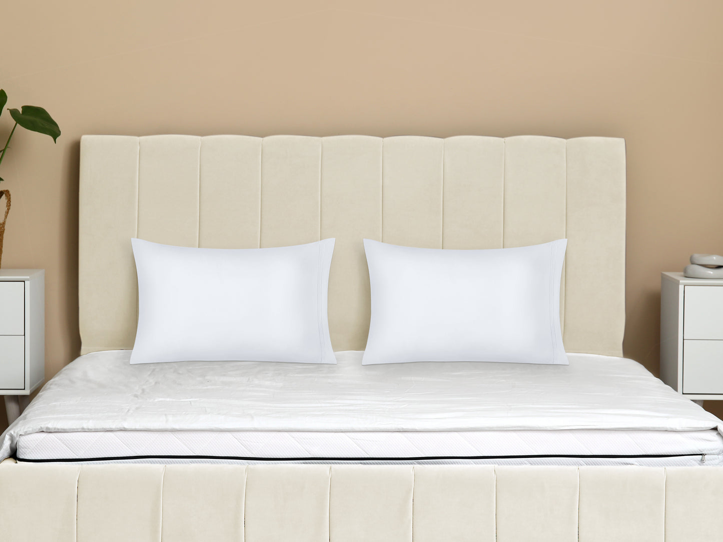 Polyester Pillow Cases Set of 2 for Hair and Skin, Cooling Pillow Covers with Envelope Closure