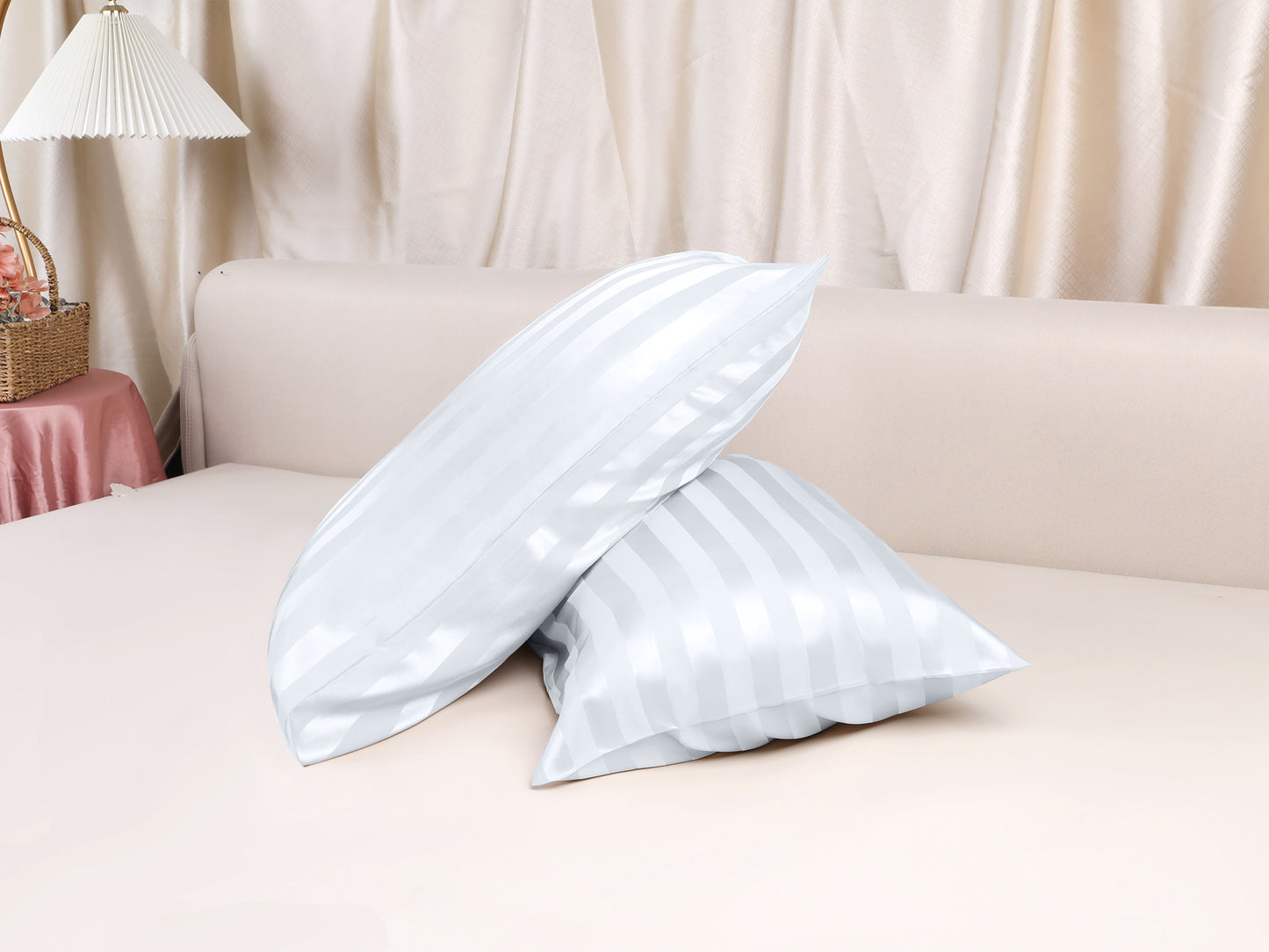 Satin Pillow Cases Set of 2 for Hair and Skin Breathable, Cooling Pillow Covers with Envelope Closure