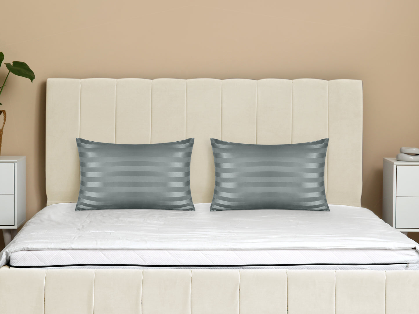 Satin Pillow Cases Set of 2 for Hair and Skin Breathable, Cooling Pillow Covers with Envelope Closure