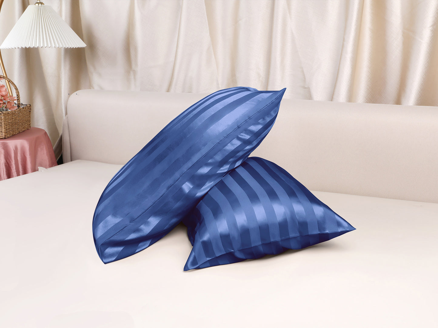 Satin Pillow Cases Set of 2 for Hair and Skin Breathable, Cooling Pillow Covers with Envelope Closure