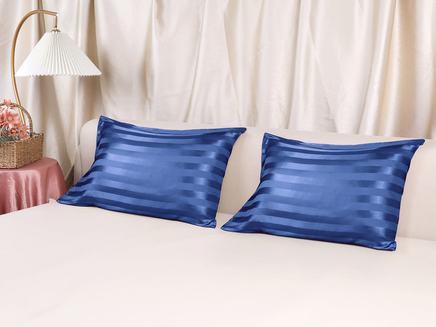 Satin Pillow Cases Set of 2 for Hair and Skin Breathable, Cooling Pillow Covers with Envelope Closure