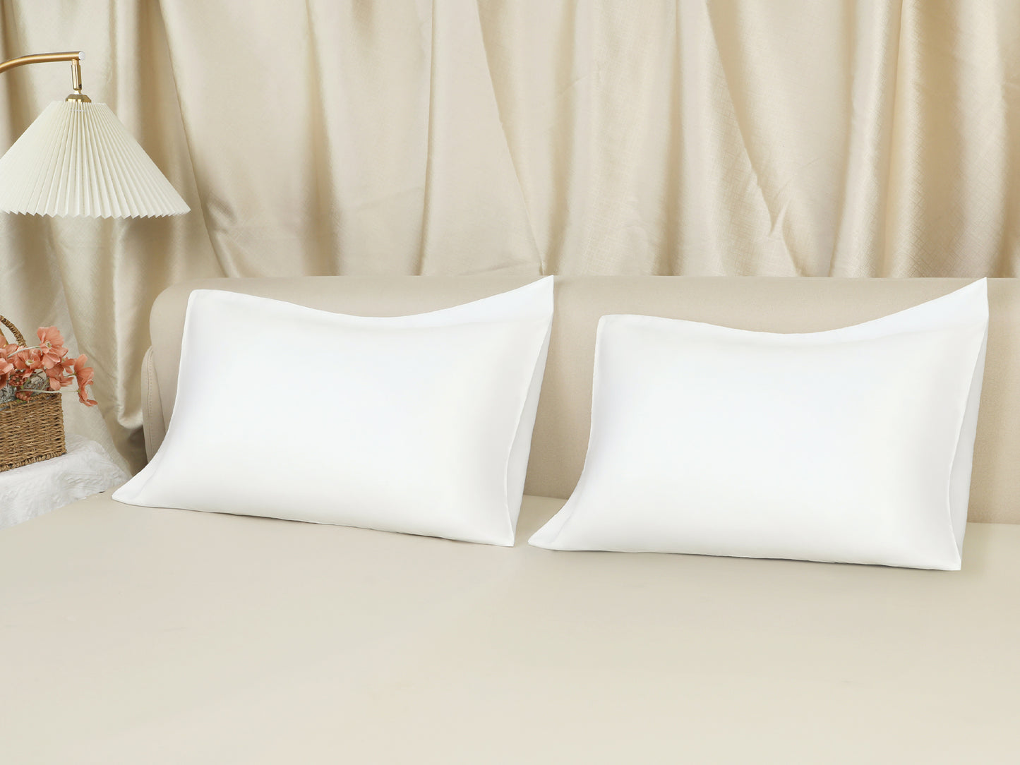 Satin Pillow Cases for Hair and Skin, Cooling Pillow Covers Set of 2 with Envelope Closure
