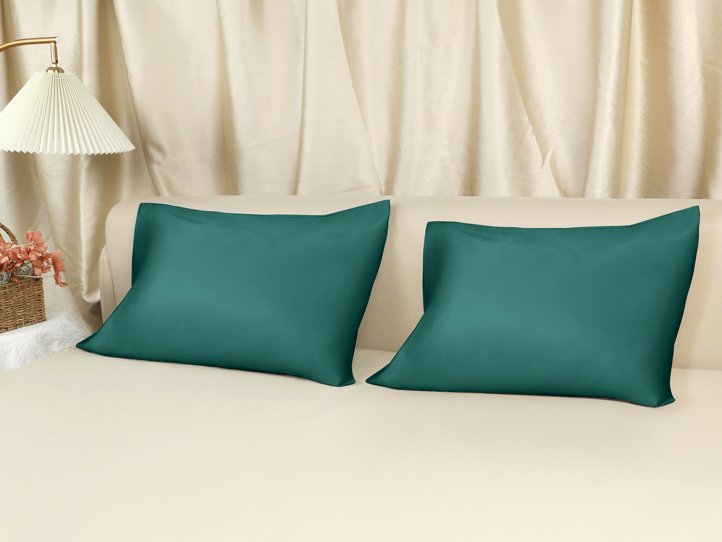 Satin Pillow Cases for Hair and Skin, Cooling Pillow Covers Set of 2 with Envelope Closure